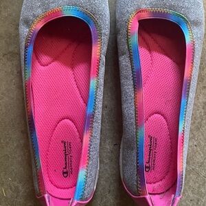 Champion Gray Flats with Pink and Multicolor Trim